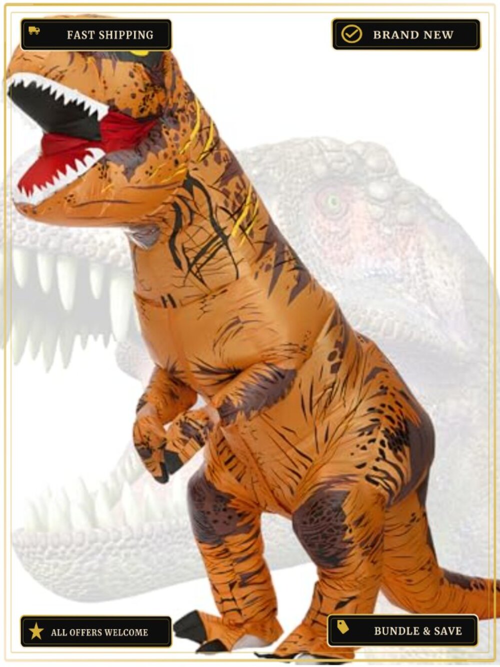 Inflatable Dinosaur T-Rex Costume Adult Polyester Fancy Dress Halloween Cosplay